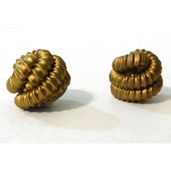 Vintage Gold-Tone Knotted Buttons Set of 2 Acrylic .5 Inch - Picture 2 of 5